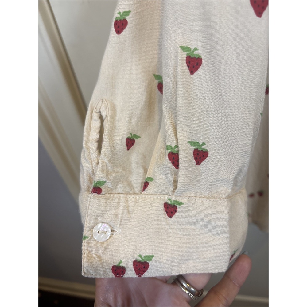 Coldwater Creek Cream Button Pintuck Pleating Strawberry Shirt Size 1X Blouse - Picture 4 of 8